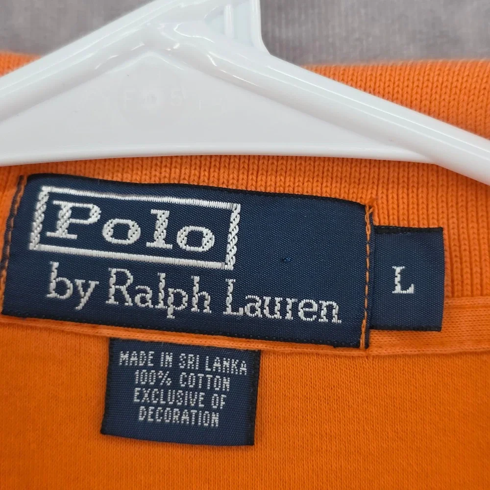 Vtg Polo Ralph Lauren Mens L Orange Short Sleeve Cotton Pique Polo Shirt Pony